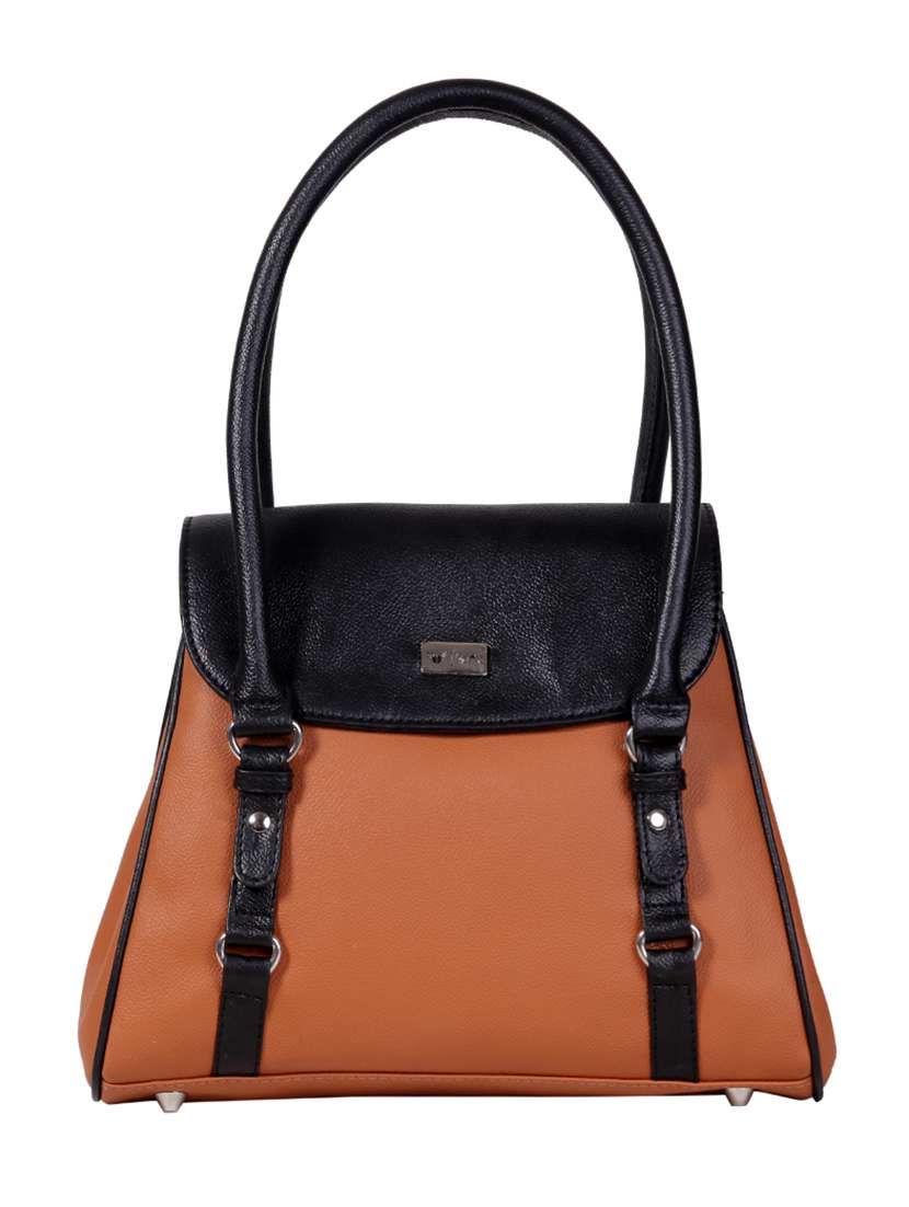 brown leatherette handbag