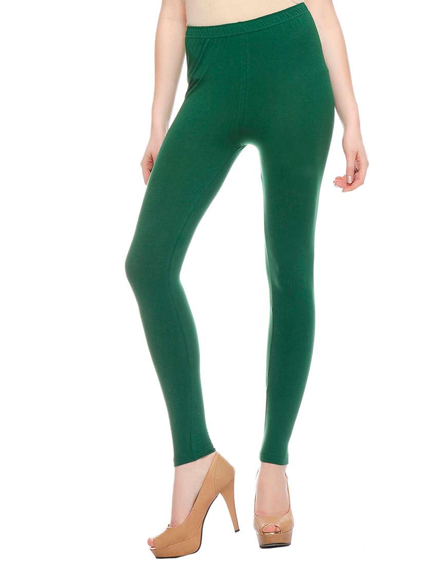 green cotton leggings