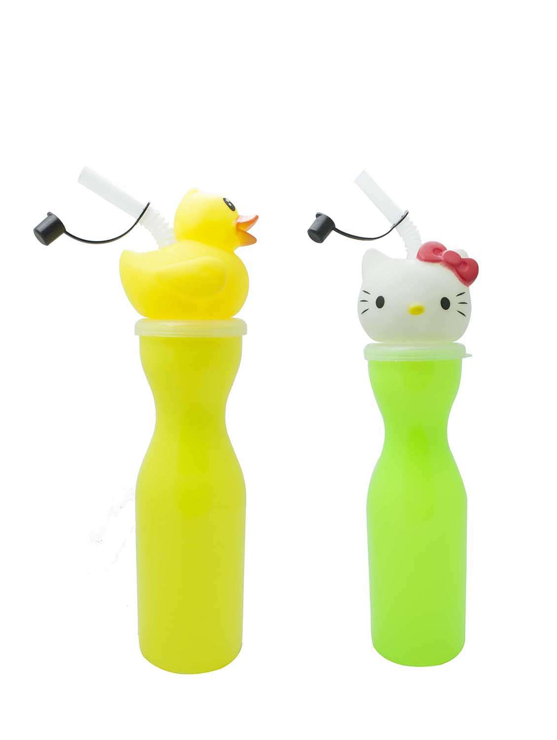 polo lifetime bpa free 3d sippers with straw , set of 2 (kitty & duck)