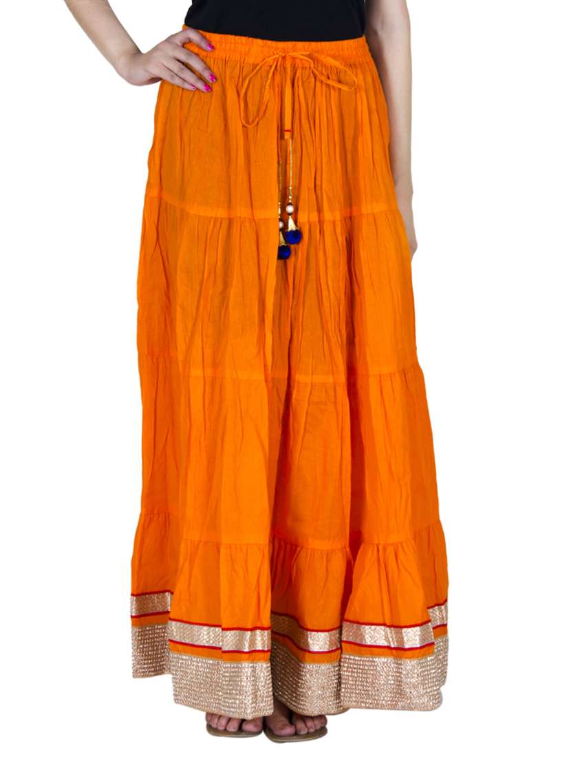 orange cotton skirts