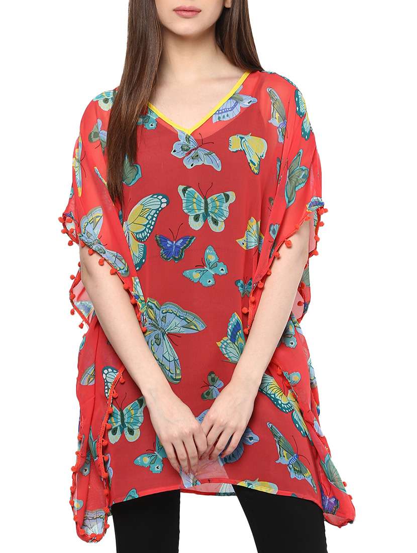 pink georgette kaftan