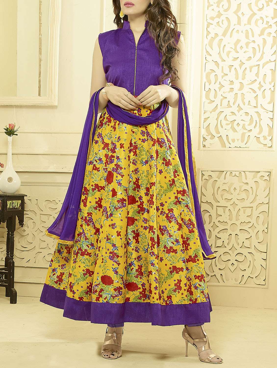 purple bhagalpuri silk semistitched suit