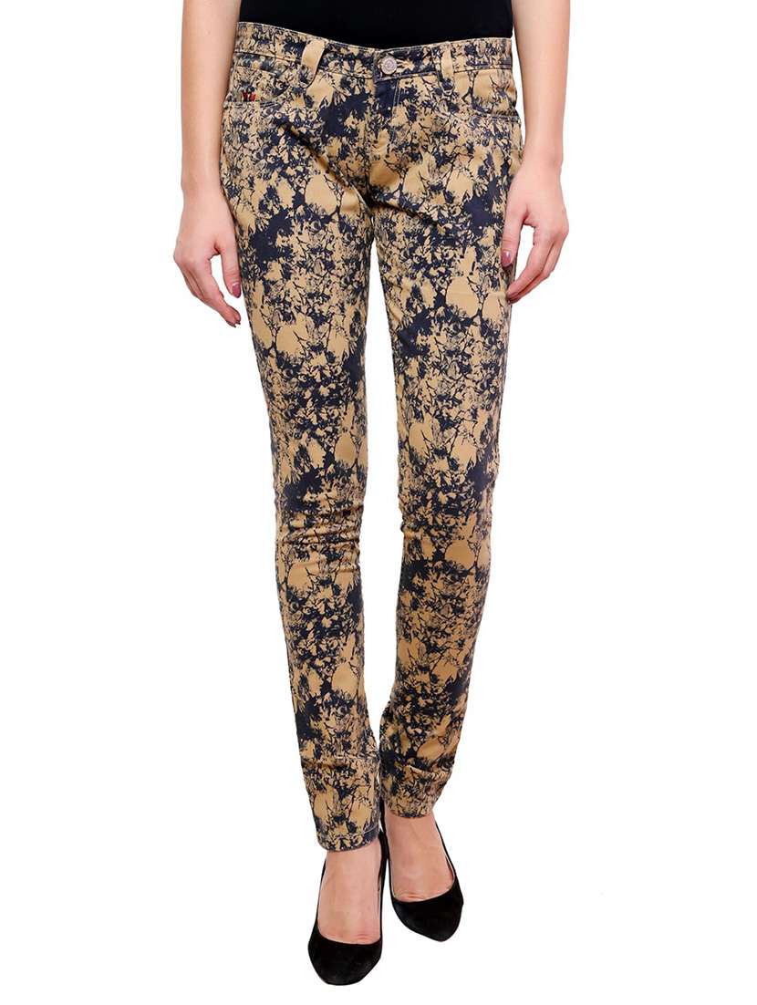 khaki, blue cotton trousers