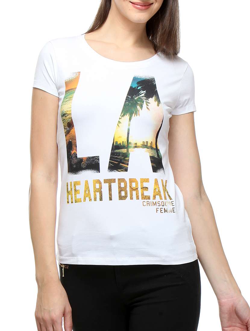 white cotton regular tee