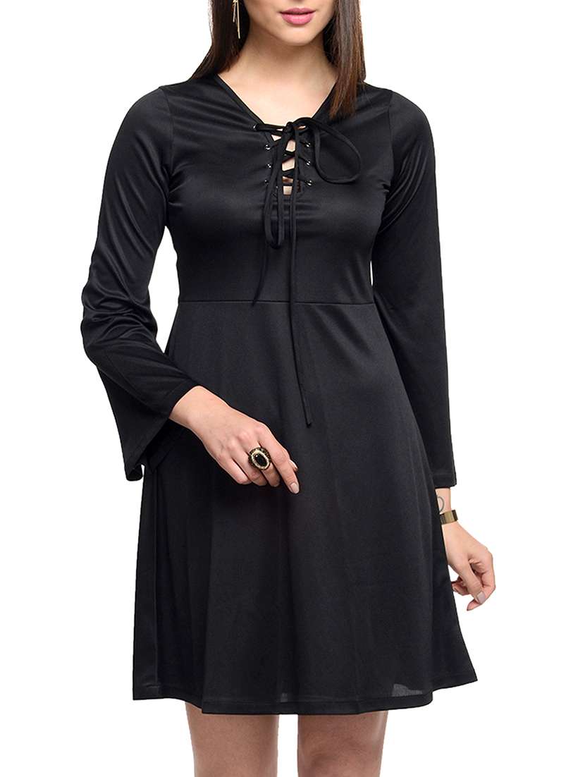 black polyester dress