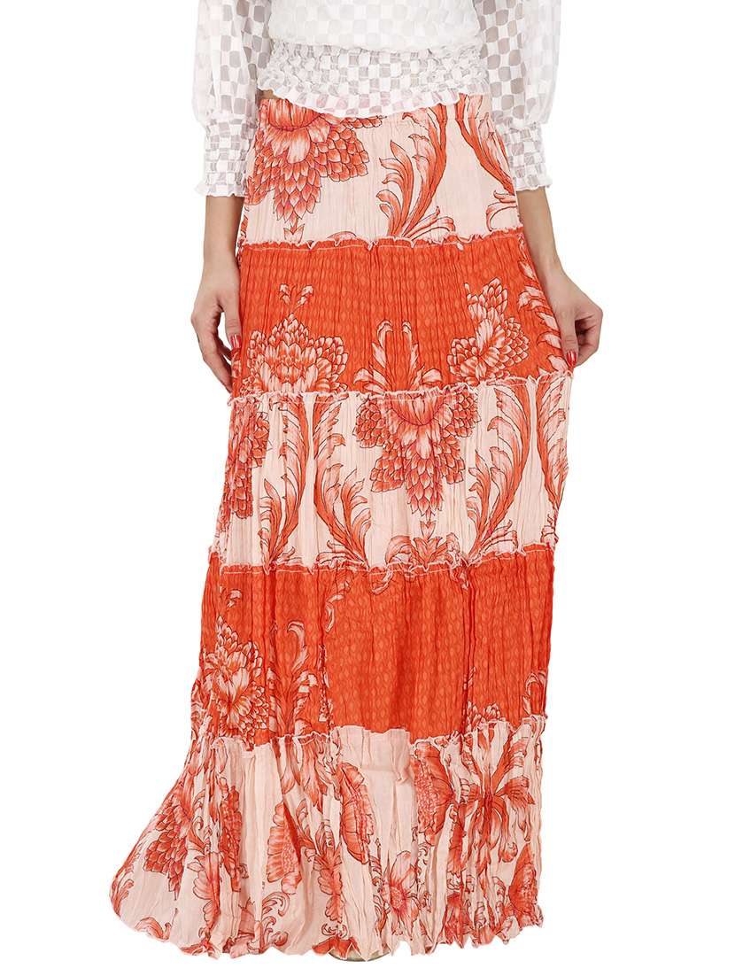orange cotton skirts