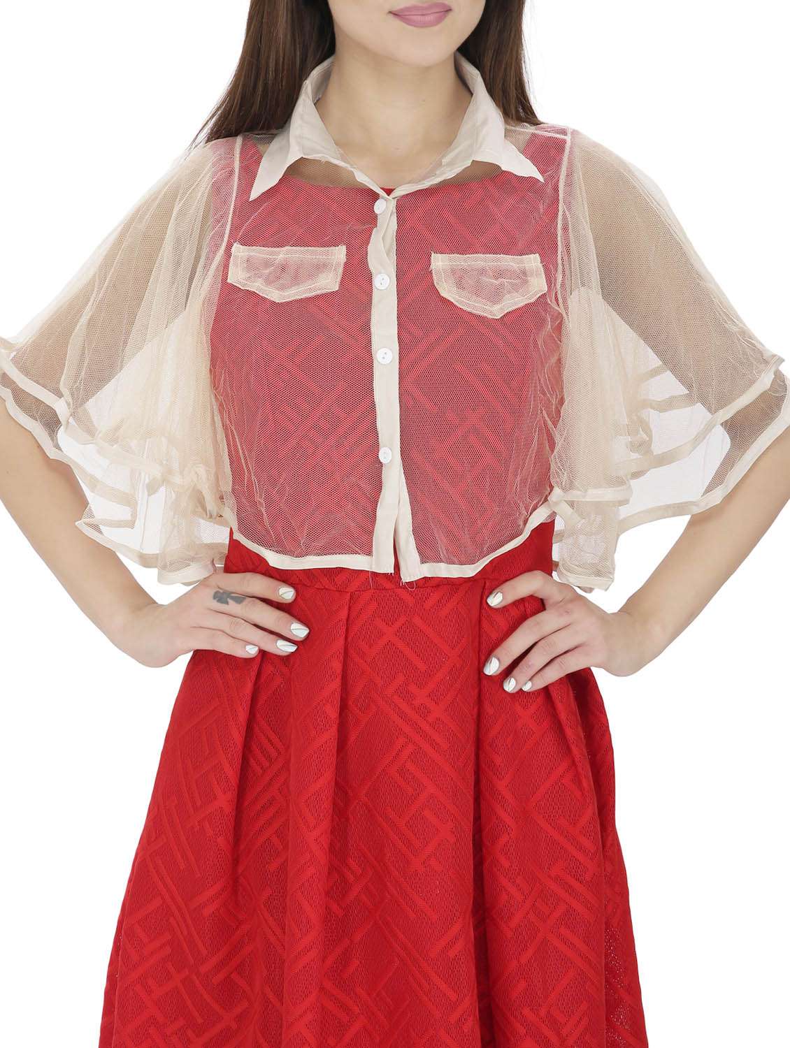 beige net summer poncho