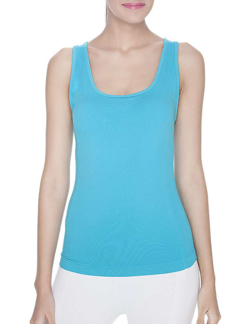 solid blue cotton tank tee