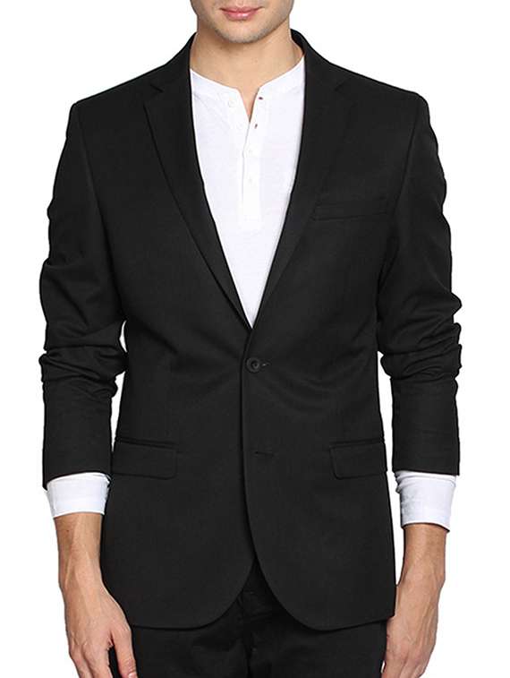 black cotton formal blazer