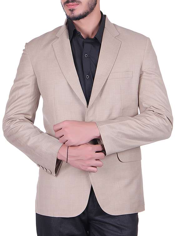 beige cotton formal blazer