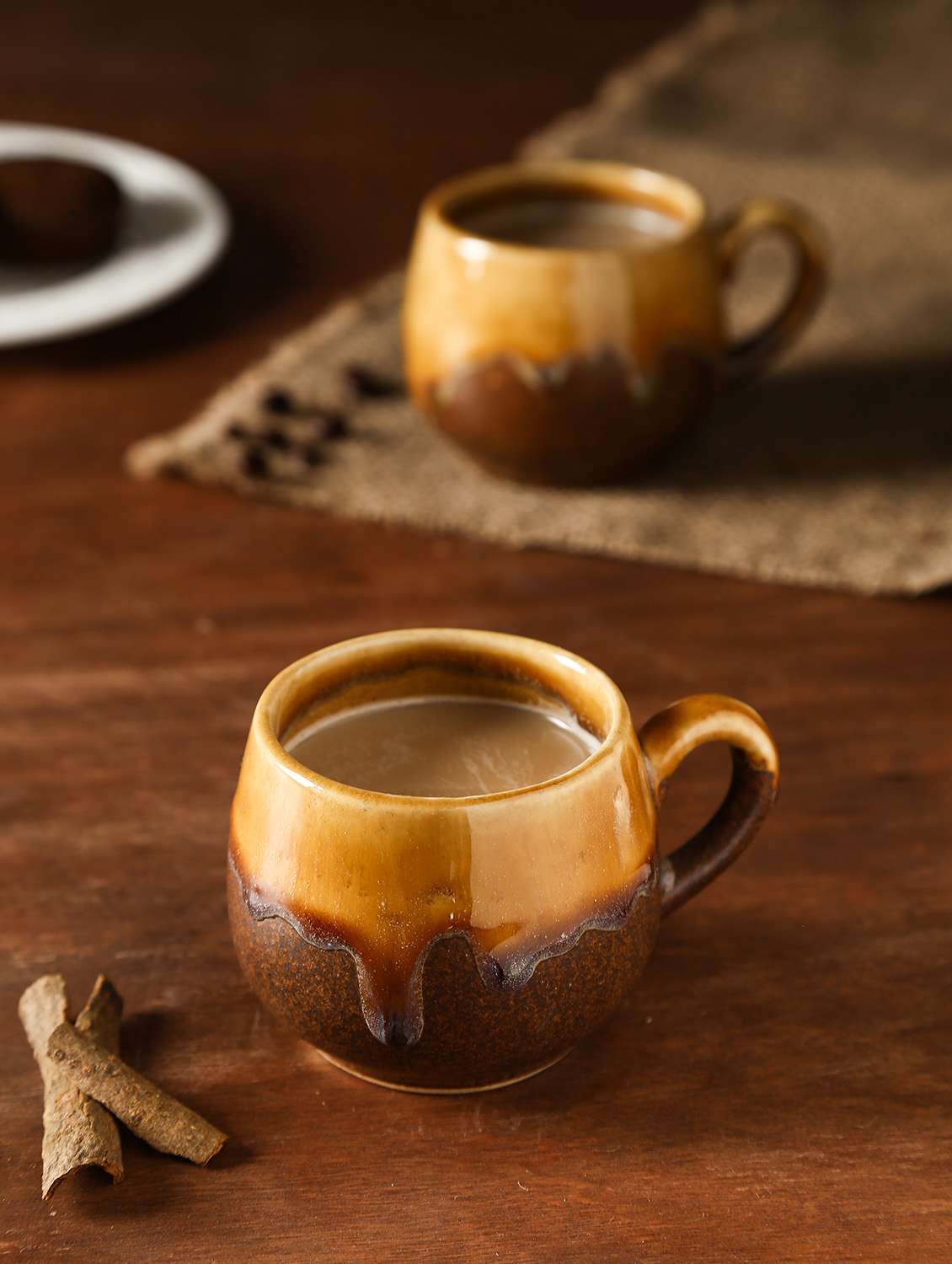 speckled dark brown matt finish cups set of 6