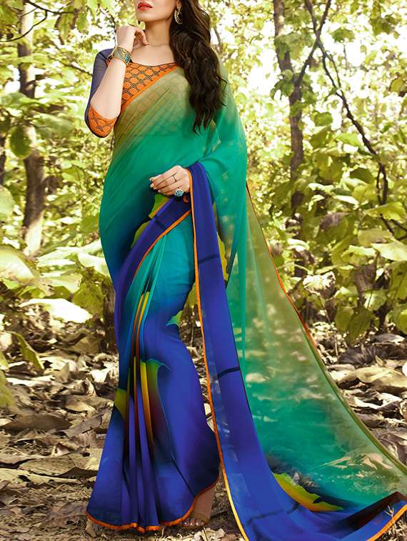 multi colored georgette saree