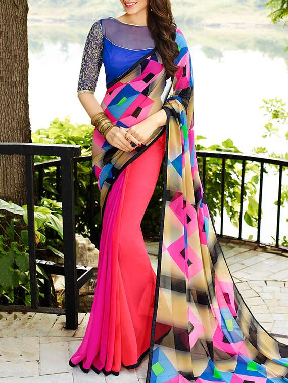 multicolor georgette saree