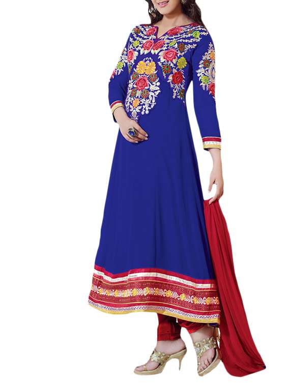 blue chanderi unstitched suit