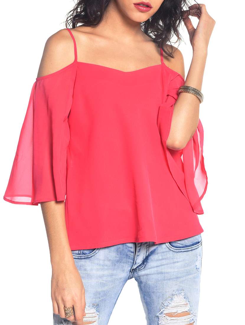 cold shoulder bell sleeved top