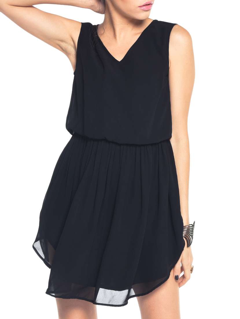 curved hem blouson dress