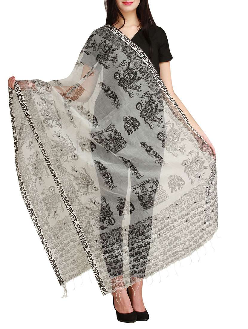 white raw silk dupatta