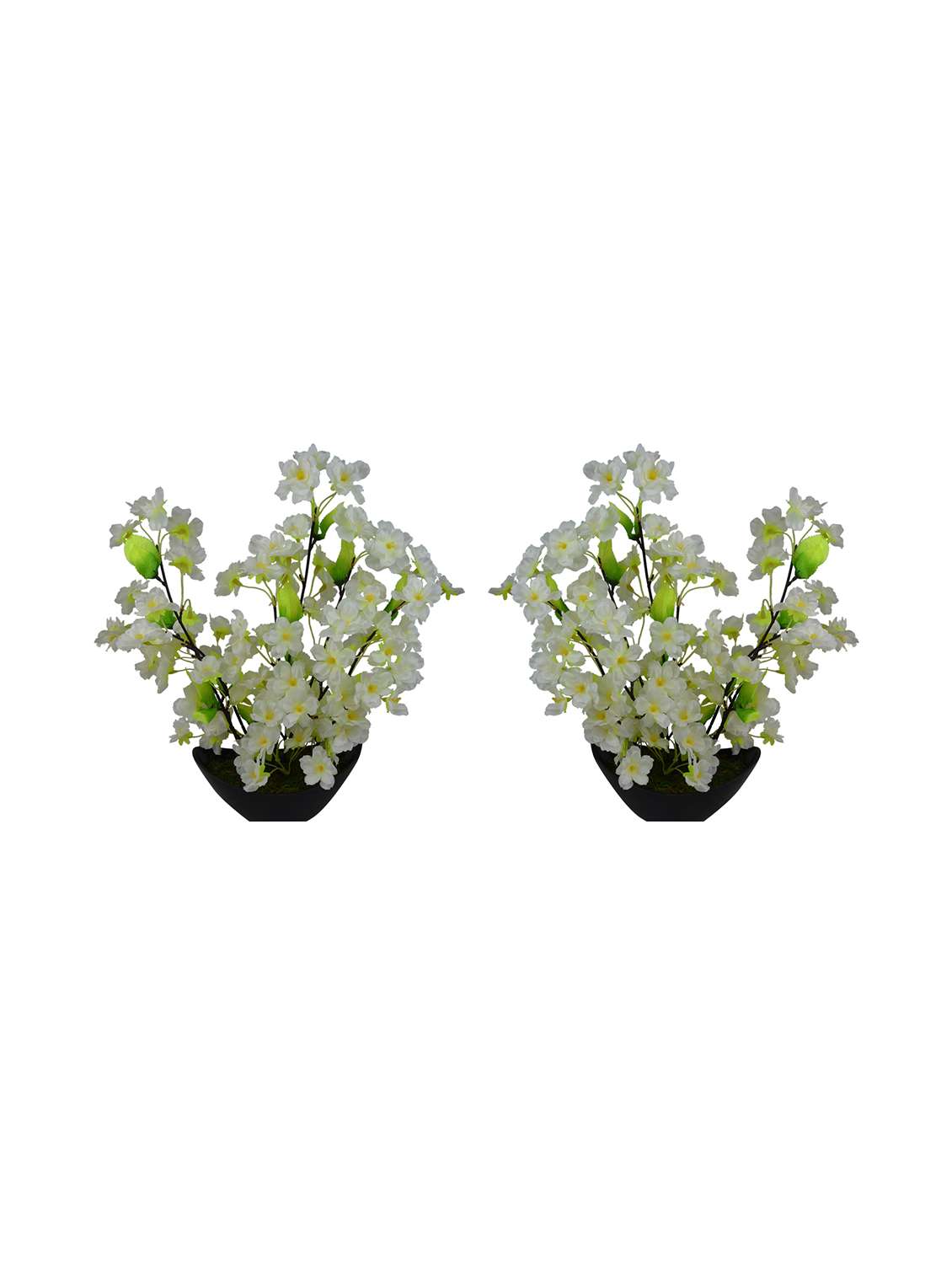 Artificial Floro Blossom Flowers With Boat Shape Pot ( Set Of 2)