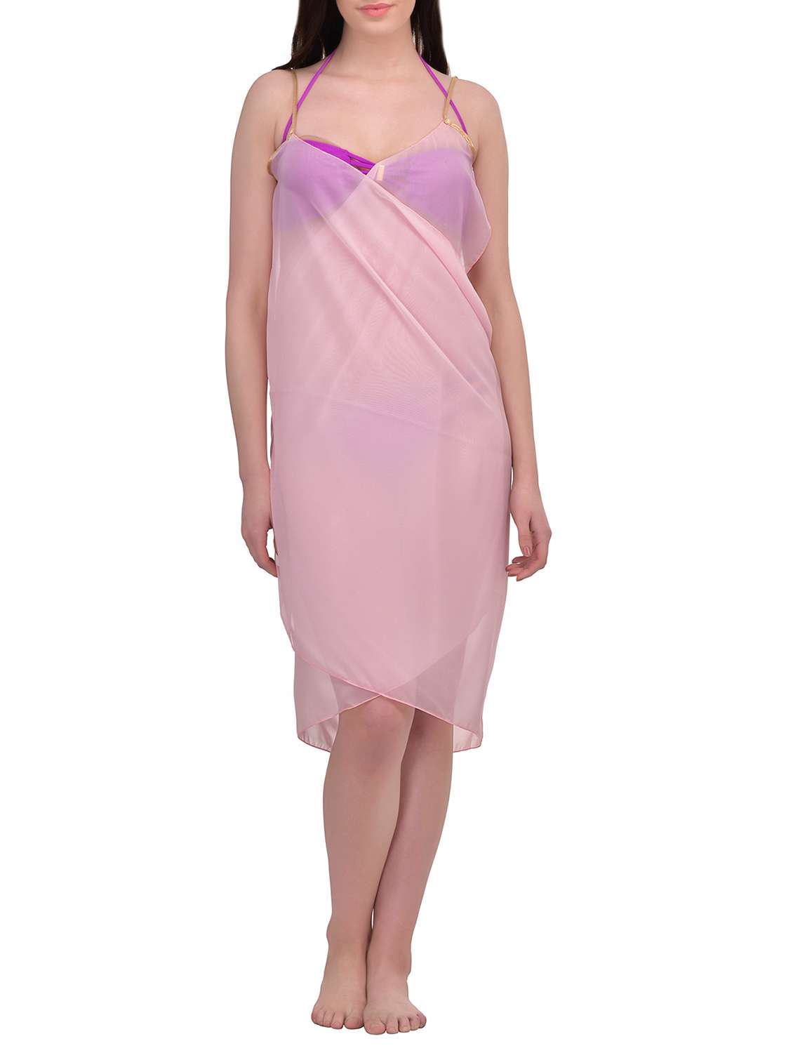 Cross Front Polyester Beach Cover-up