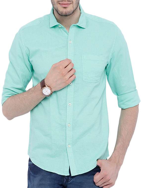 sea green cotton casual shirt