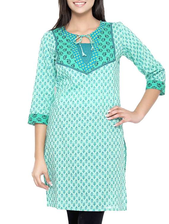 sky blue cotton straight kurta