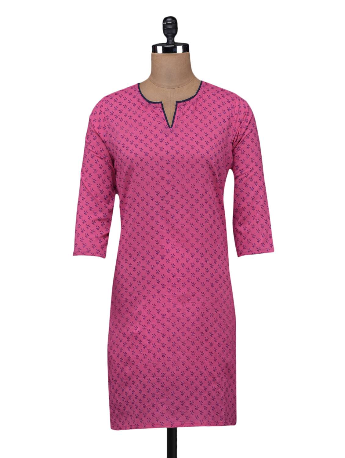 quarter sleeve funnel neck cotton kurta