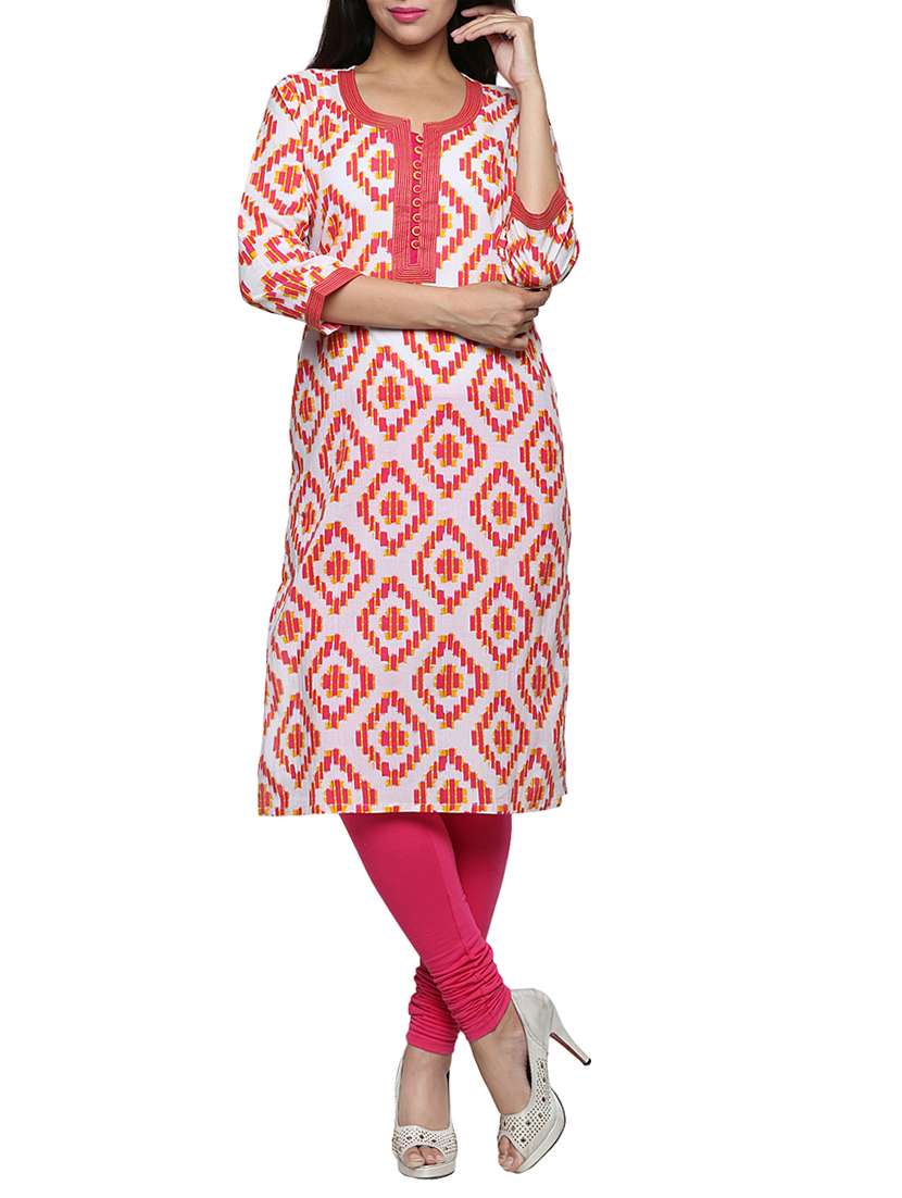 geometric print cotton kurta