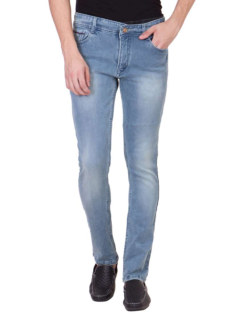 light blue cotton washed jeans