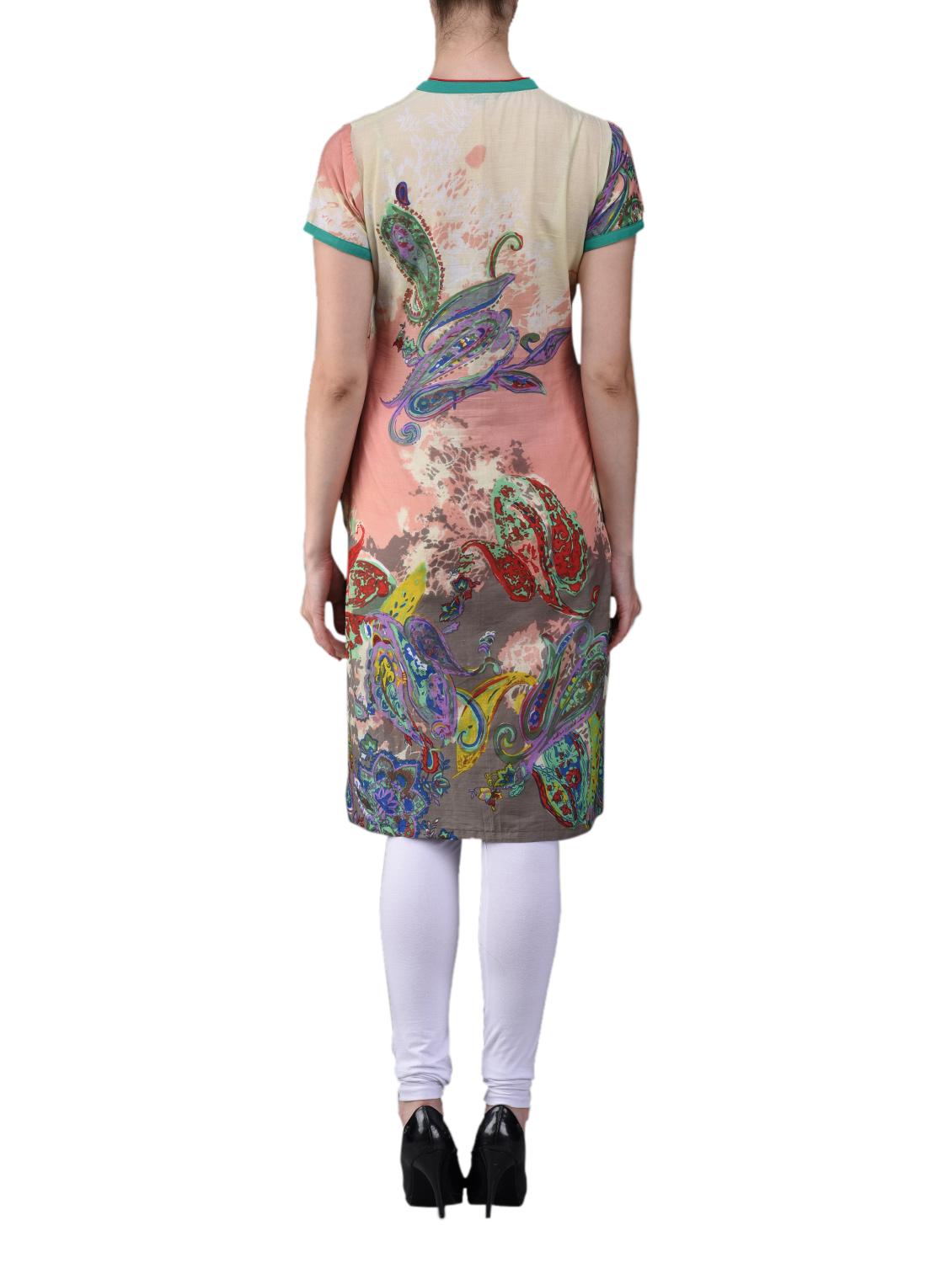 multicolor cotton straight kurta - 1097838 - Standard Image - 2