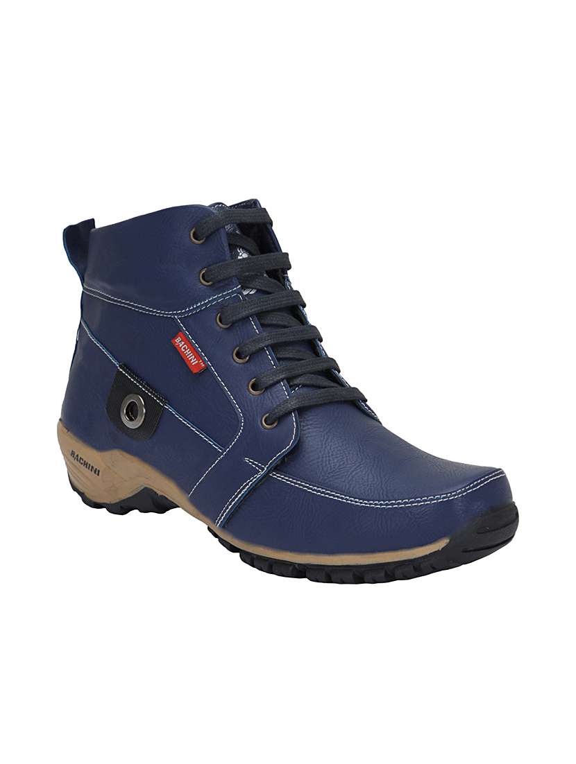 blue leatherette boots