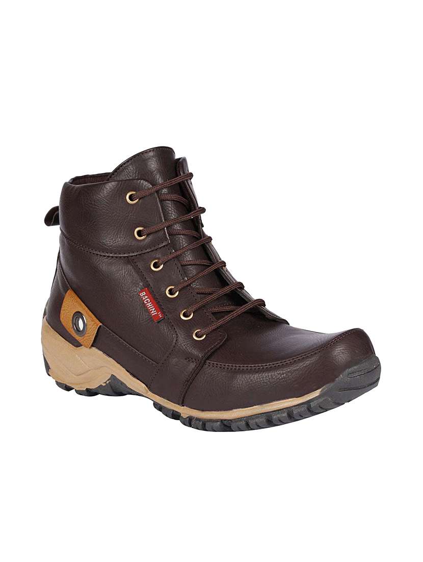 brown leatherette boots