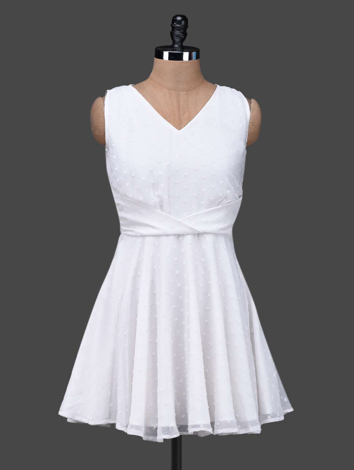 v neck fit & flare dress