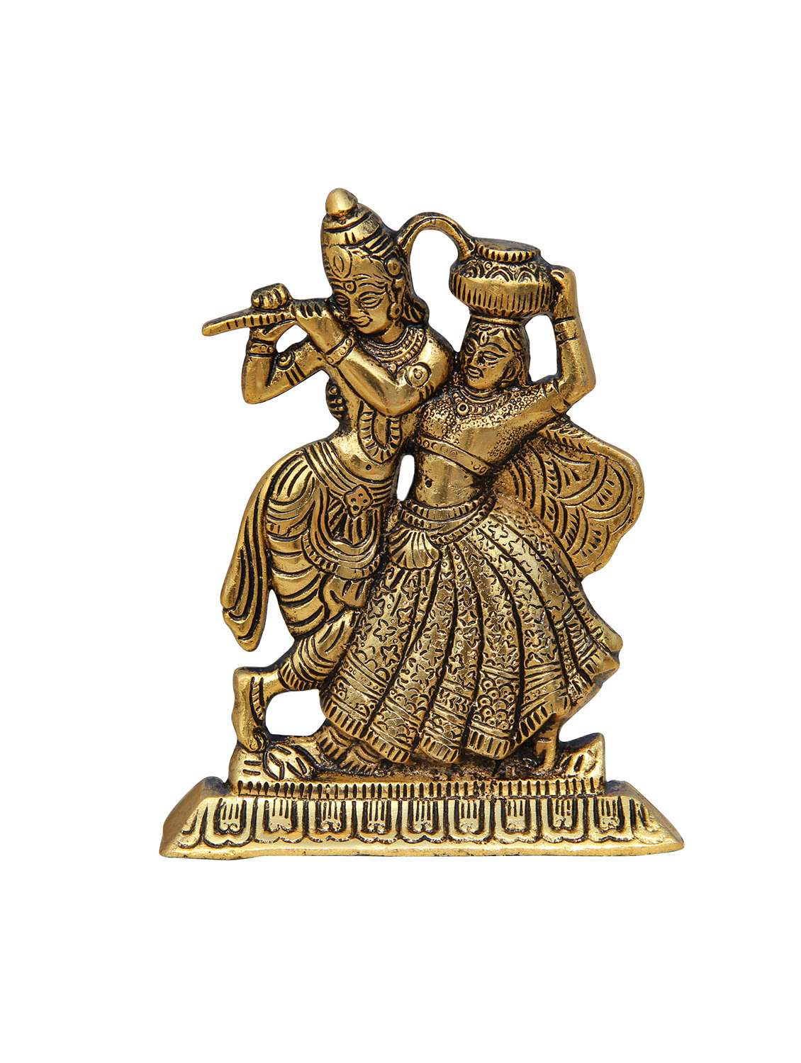 radha krishna antique golden in metal