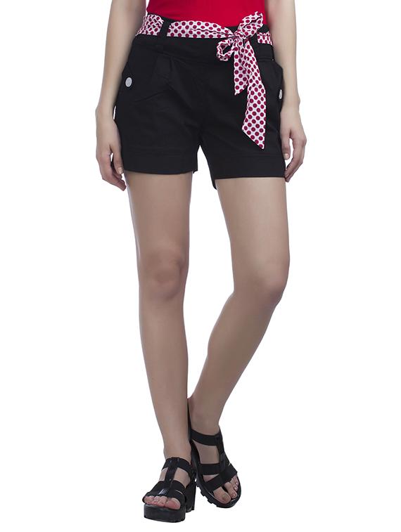 black cotton regular shorts - 11035319 - Zoom Image - 0