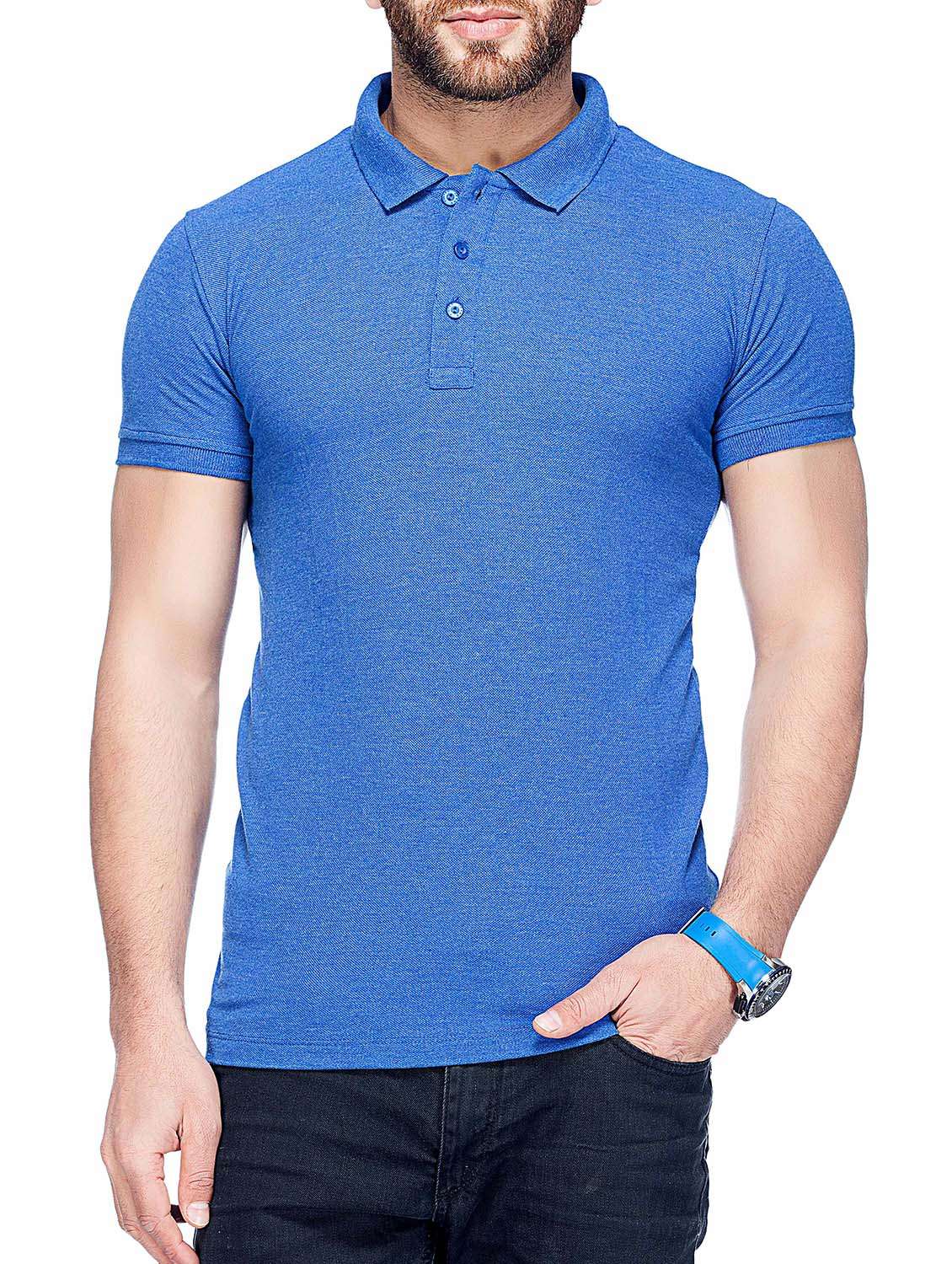 solid blue cotton polo t-shirt