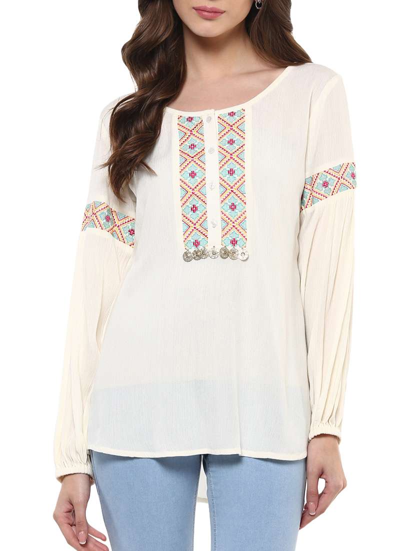 off white rayon peasant top
