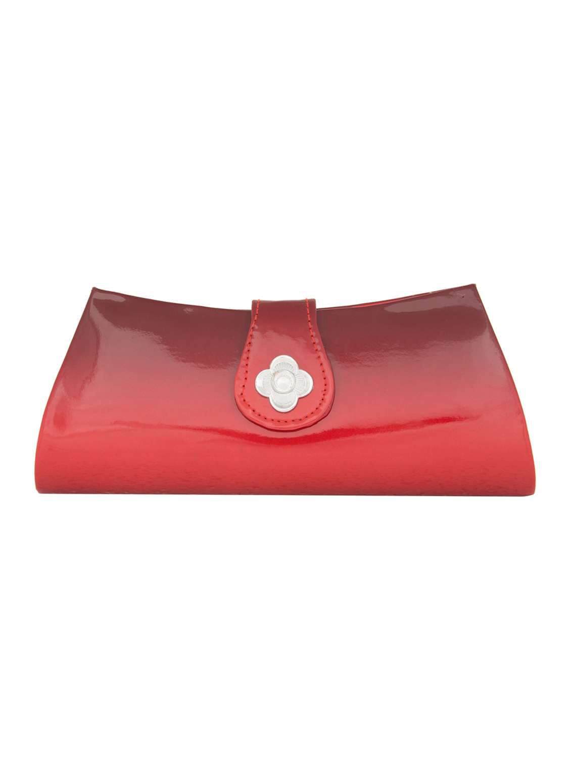 red leatherette clutch