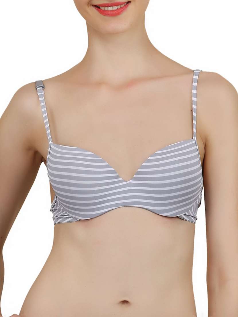 detachable strap striped bra 