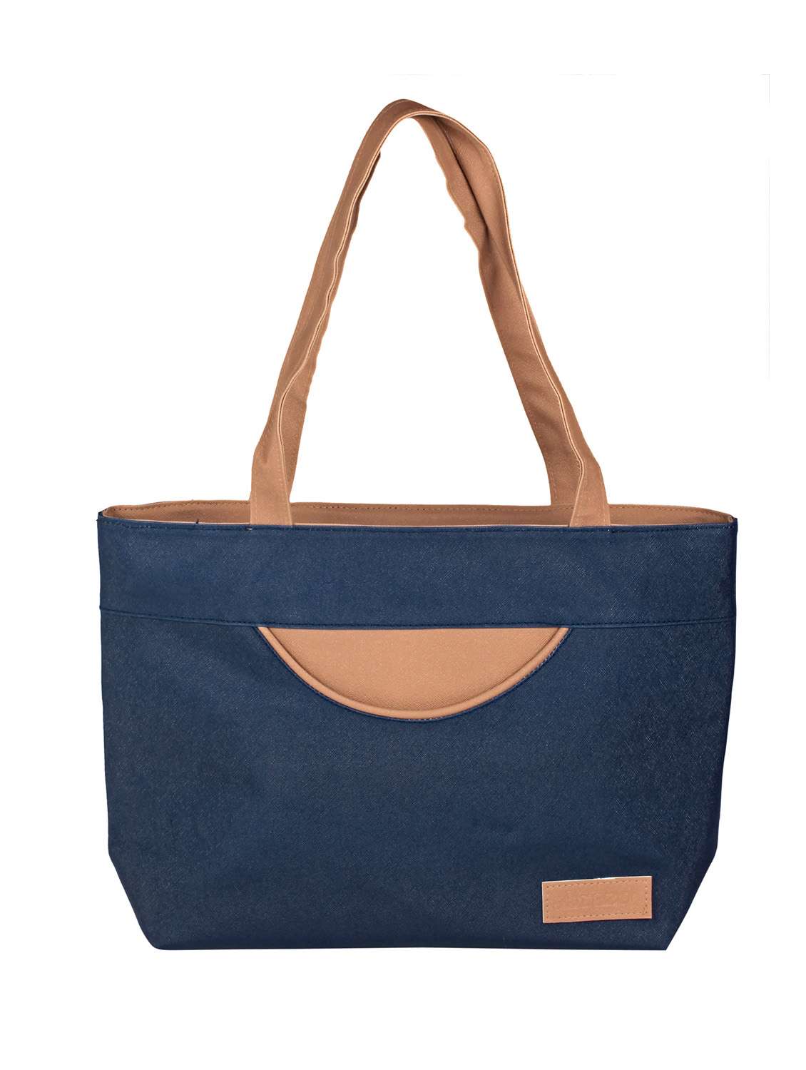 blue leatherette tote