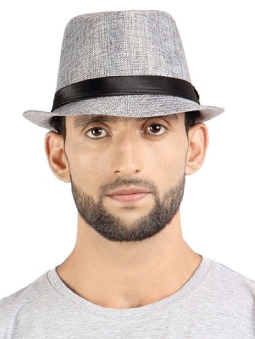 grey cotton blend hat