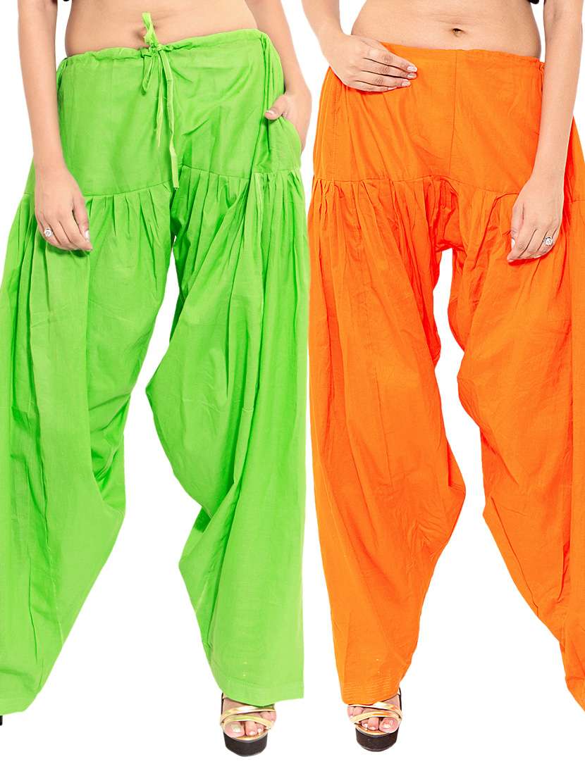 orange cotton patiyala salwars - 11120007 - Zoom Image - 0