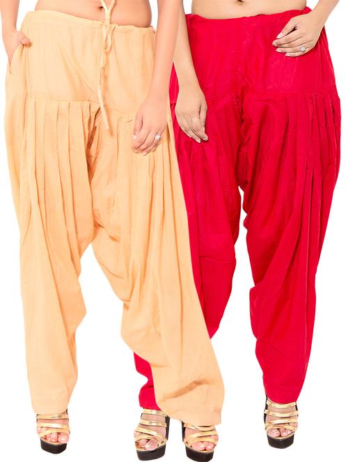 red cotton patiyala salwars - 11120021 - Standard Image - 0