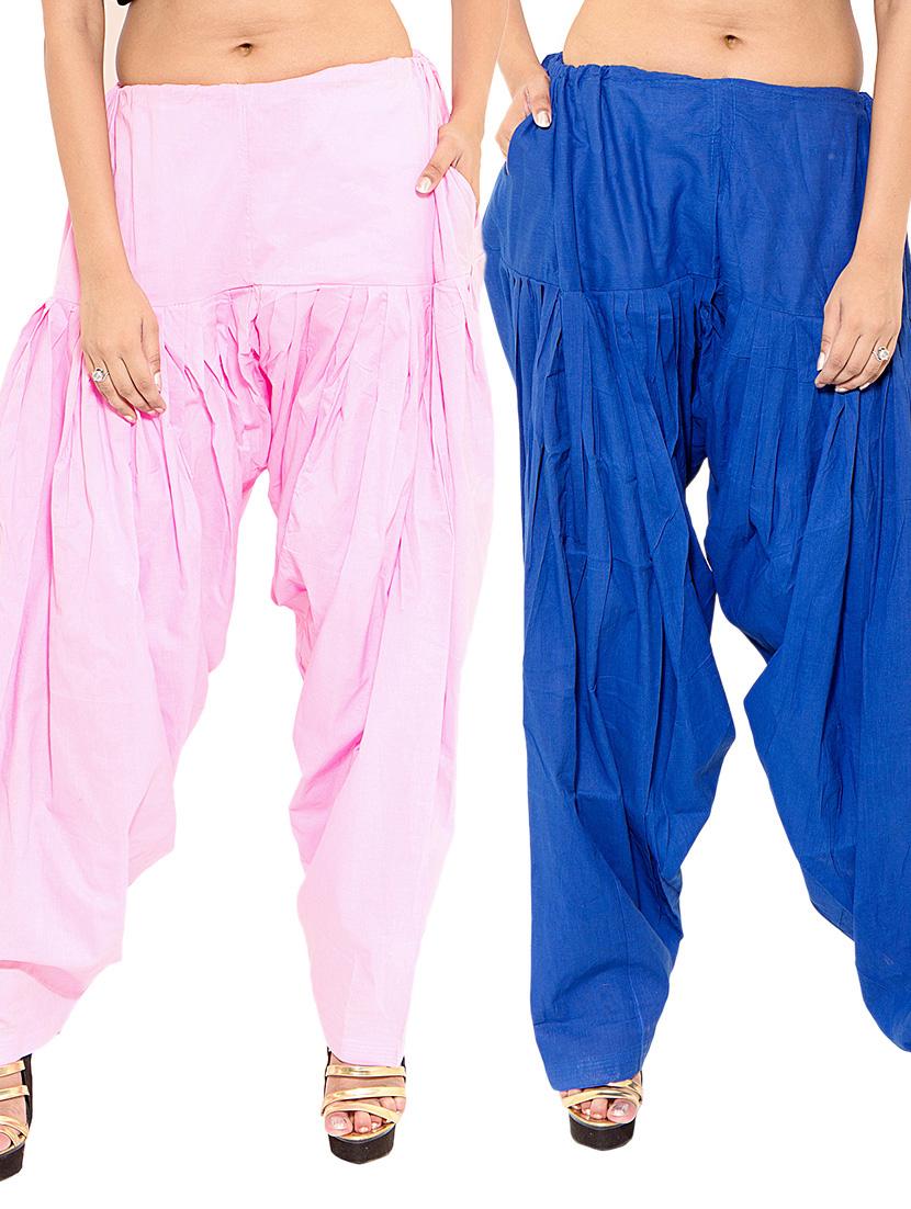 multi colored cotton combo salwars - 11120029 -  Zoom Image - 0
