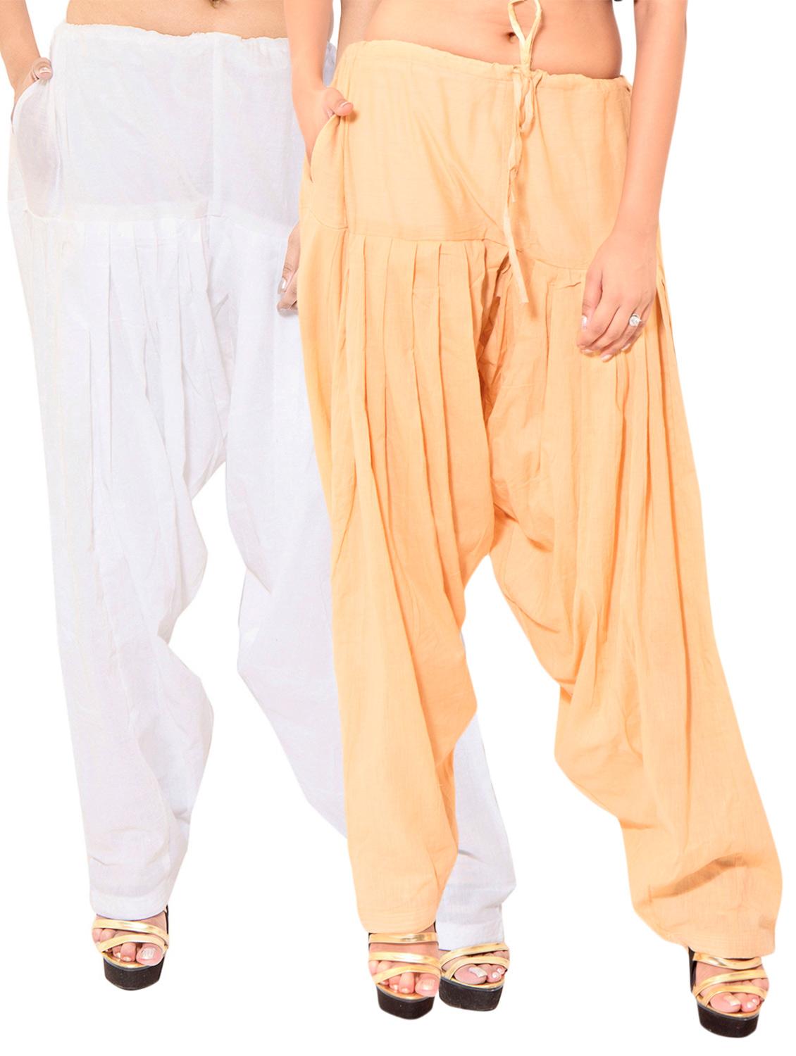 white cotton combo salwars - 11120040 - Zoom Image - 0