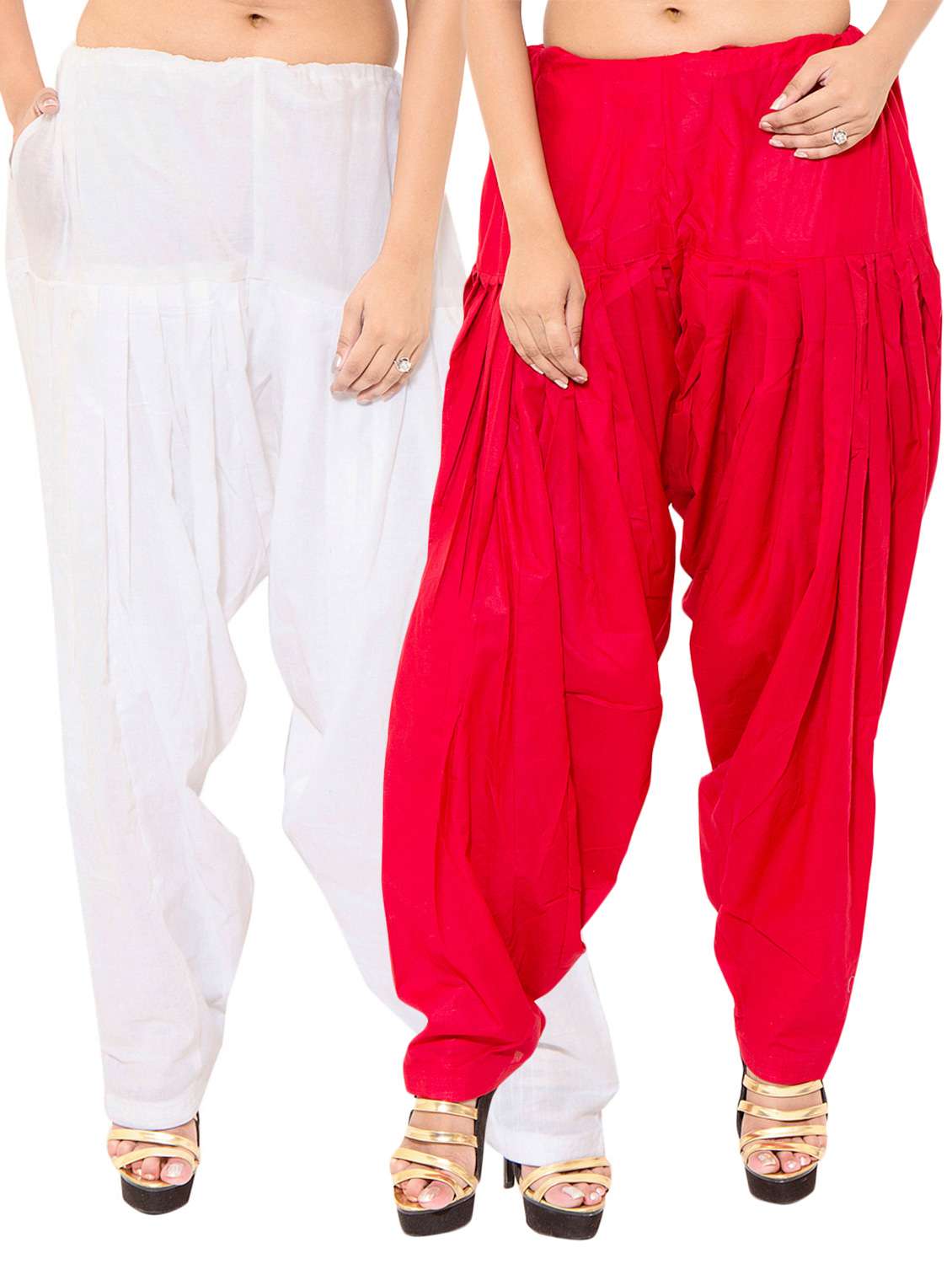 white cotton patiyala salwars - 11120048 - Zoom Image - 0