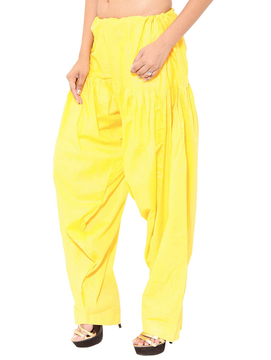 yellow cotton patiyala salwars - 11120062 -  Standard Image - 2