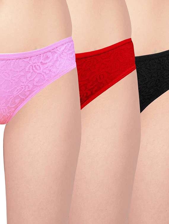 set of 3 floral lace hipster panty
