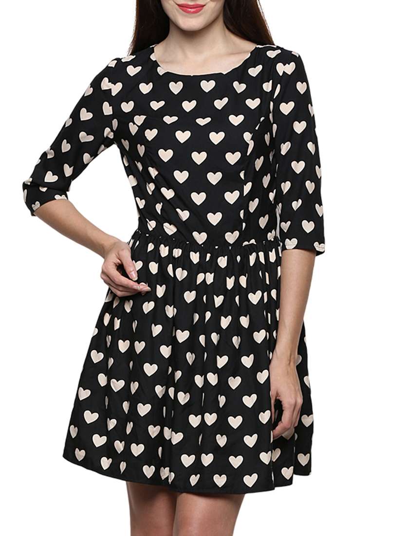 black printed chiffon dress