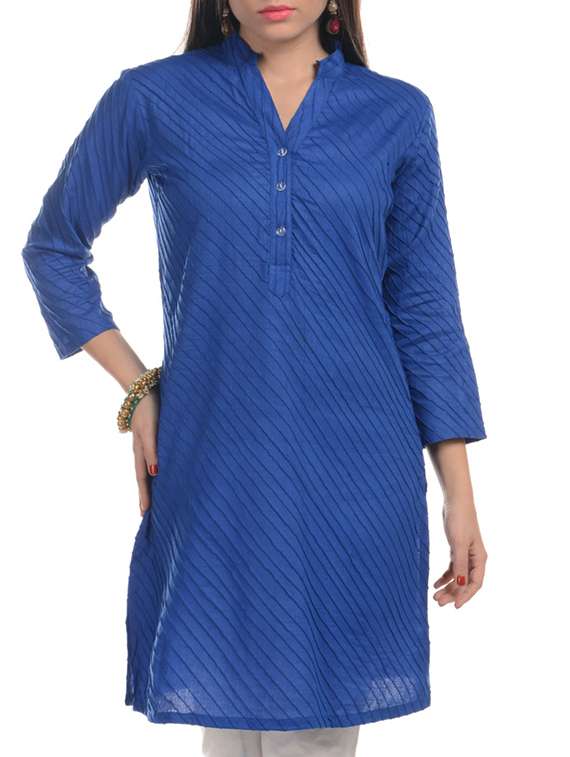 blue cotton straight kurta