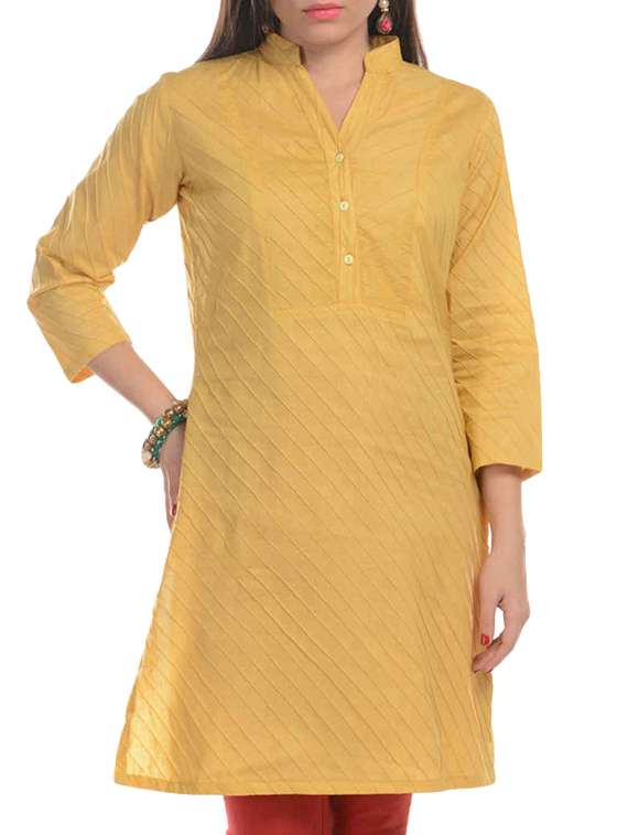 yellow cotton straight kurta
